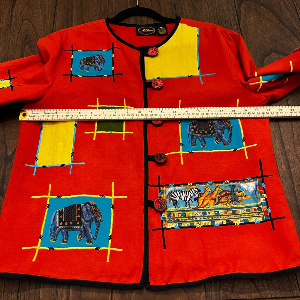 Allure Colorful Patchwork Jacket With Elephant Mo… - image 6